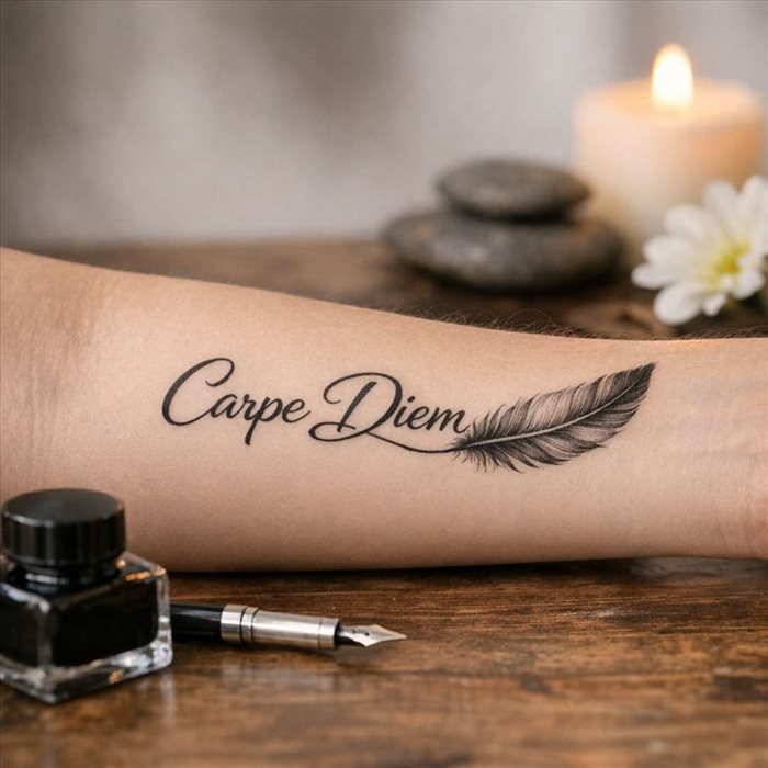 Tatouage carpe diem et plume : signification et symbolique